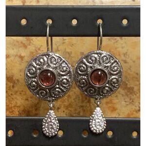 Sterling Silver and Amethyst Earrings with Dangle Charm by A